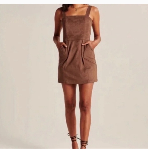 Abercrombie & Fitch suede brown overall dress size medium - Picture 6 of 9